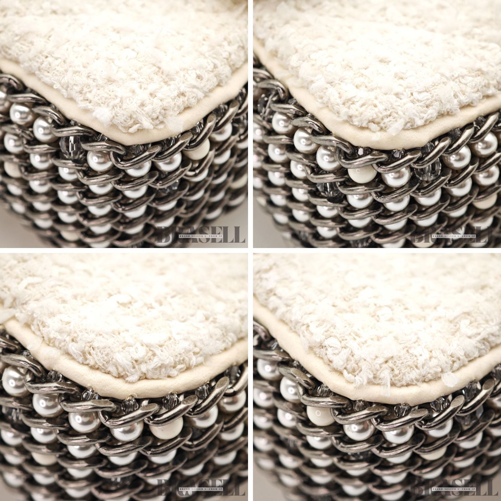 CHANEL Tweed Single Flap Shoulder Bag Pearl White Women's【ImportFeeFREE】