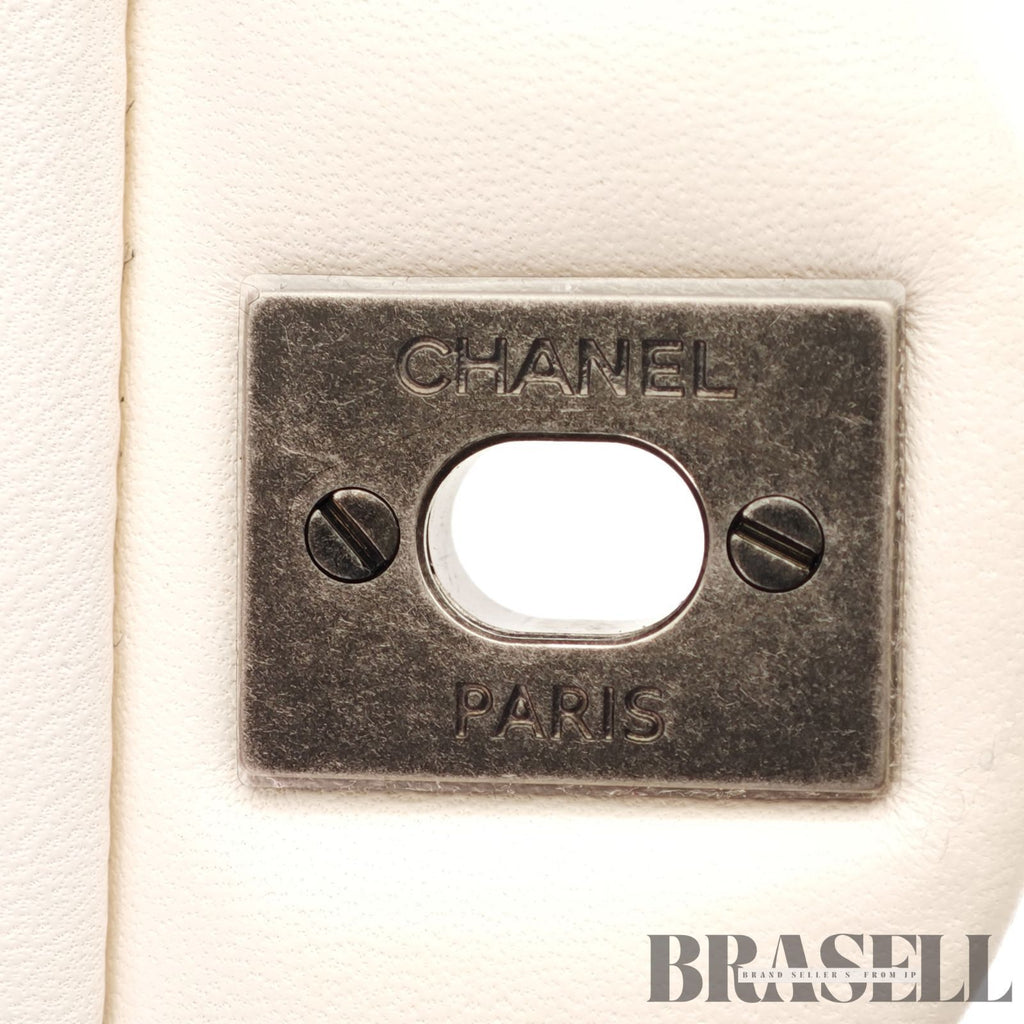 CHANEL Tweed Single Flap Shoulder Bag Pearl White Women's【ImportFeeFREE】