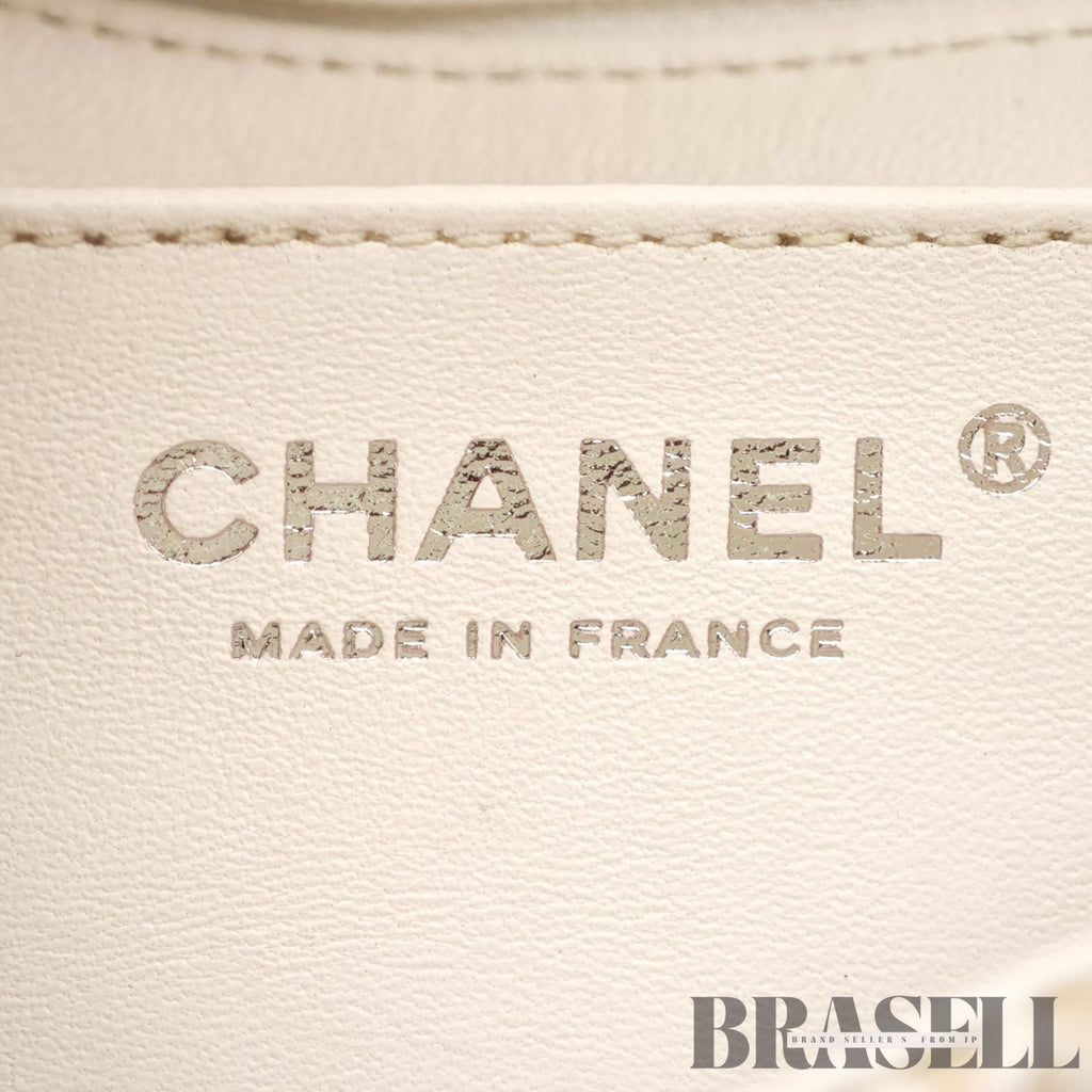 CHANEL Tweed Single Flap Shoulder Bag Pearl White Women's【ImportFeeFREE】