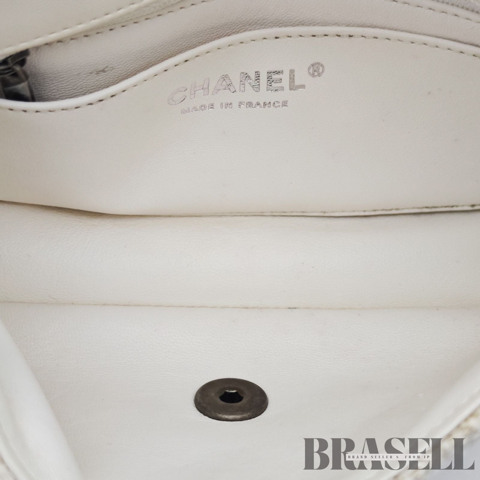 CHANEL Tweed Single Flap Shoulder Bag Pearl White Women's【ImportFeeFREE】