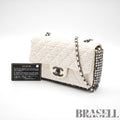 CHANEL Tweed Single Flap Shoulder Bag Pearl White Women's【ImportFeeFREE】