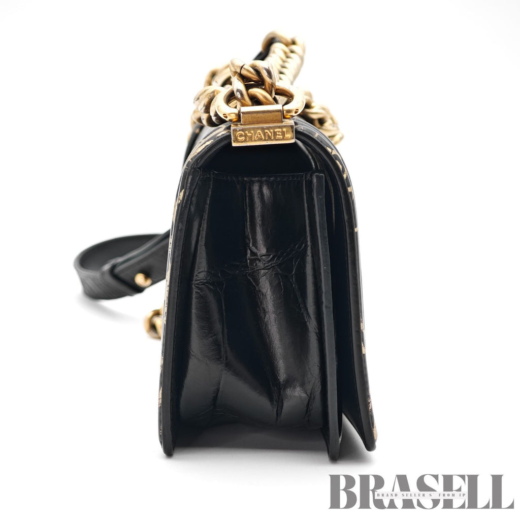 CHANEL Boy Chanel Graffiti Flap Shoulder Bag Black 【ImportFeeFREE】