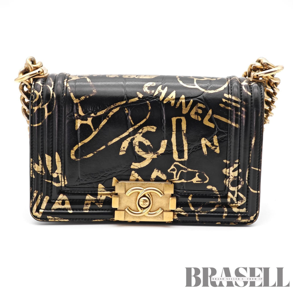 CHANEL Boy Chanel Graffiti Flap Shoulder Bag Black 【ImportFeeFREE】