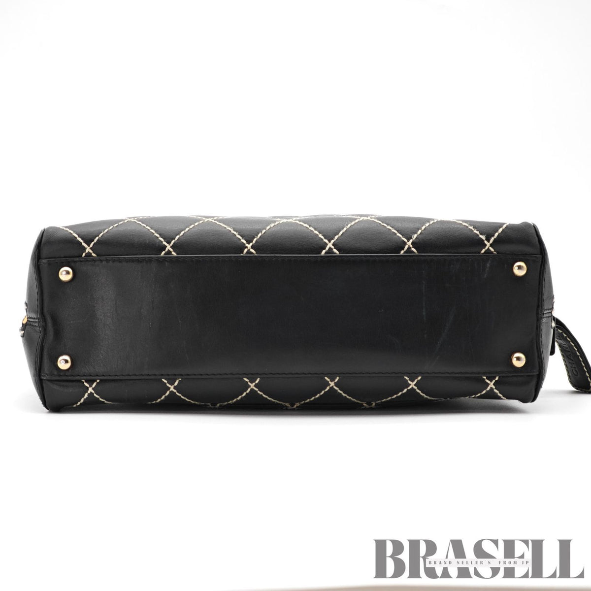 CHANEL Wild Stitch Hand Bag Black Gold Hardware CC Logo 【ImportFeeFREE】