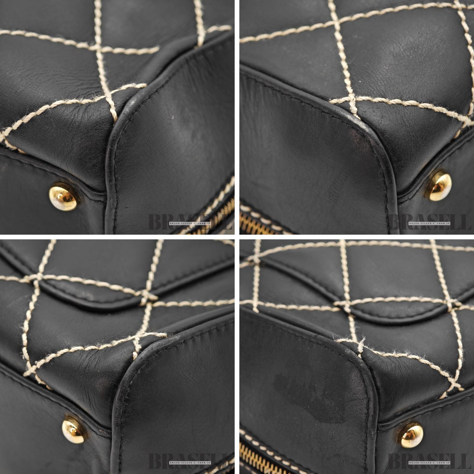 CHANEL Wild Stitch Hand Bag Black Gold Hardware CC Logo 【ImportFeeFREE】