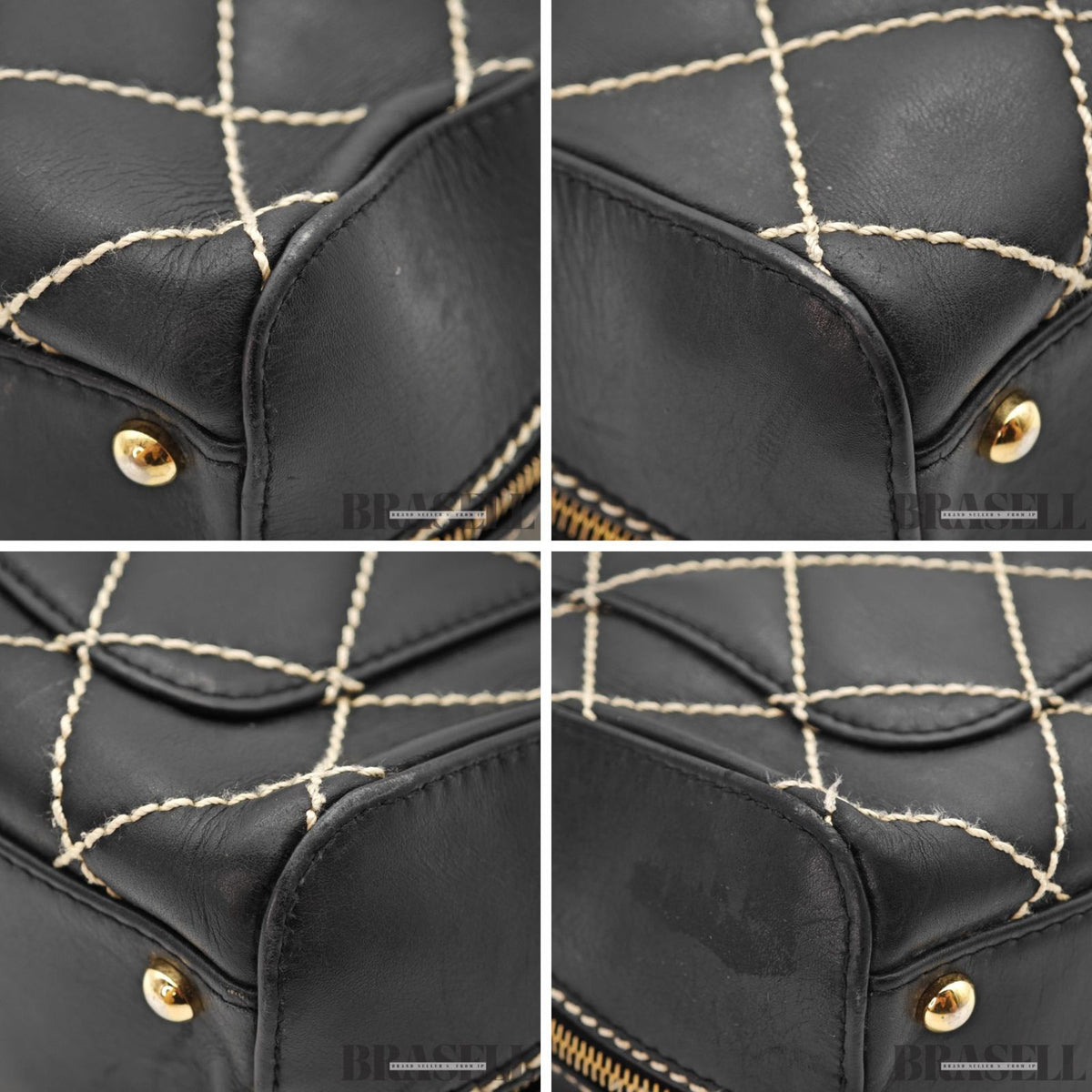 CHANEL Wild Stitch Hand Bag Black Gold Hardware CC Logo 【ImportFeeFREE】