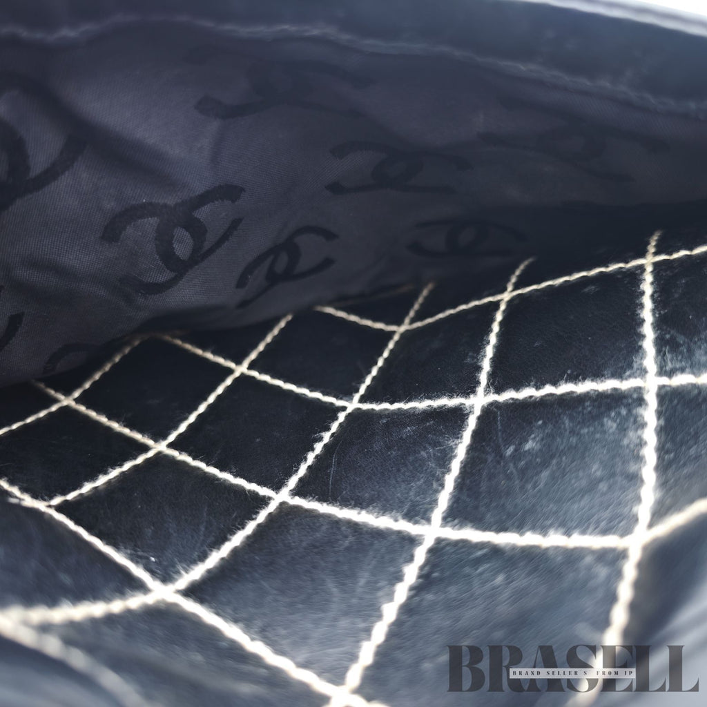 CHANEL Wild Stitch Hand Bag Black Gold Hardware CC Logo 【ImportFeeFREE】