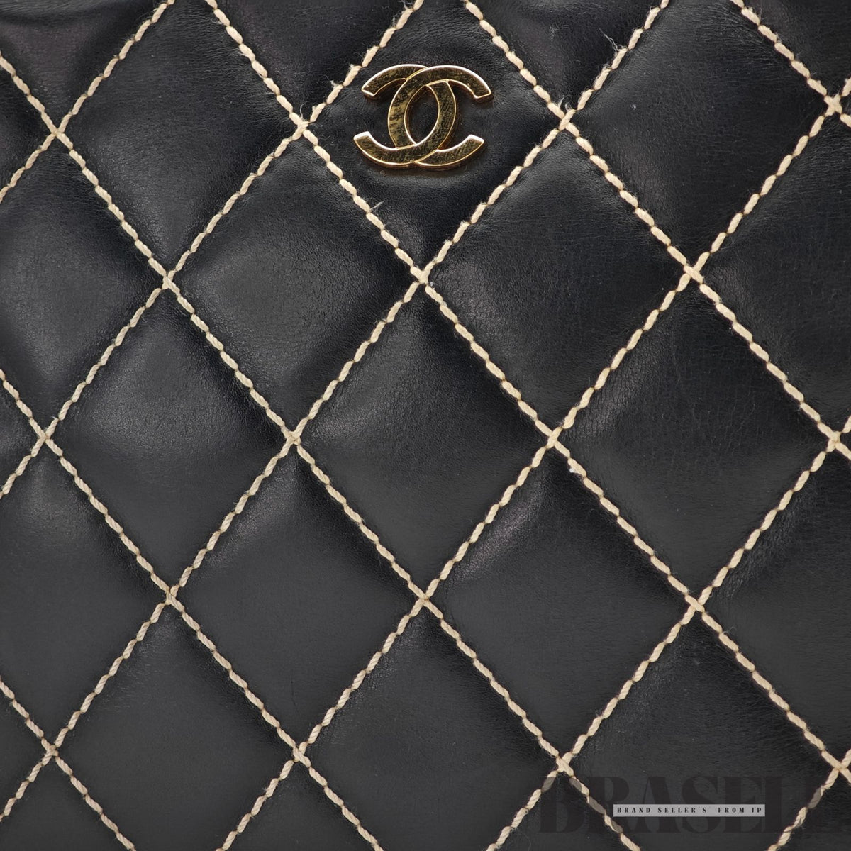CHANEL Wild Stitch Hand Bag Black Gold Hardware CC Logo 【ImportFeeFREE】