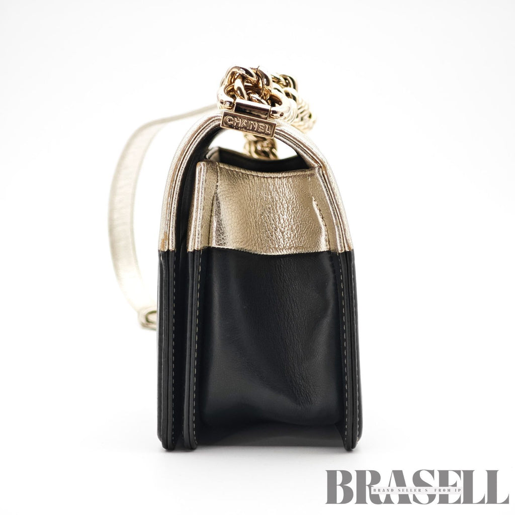 CHANEL Coco Mark Boy Chain Shoulder Bag Silver Black Leather 【ImportFeeFREE】