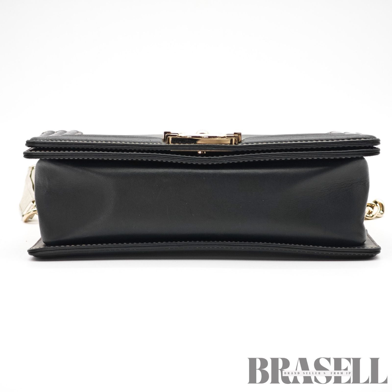 CHANEL Coco Mark Boy Chain Shoulder Bag Silver Black Leather 【ImportFeeFREE】