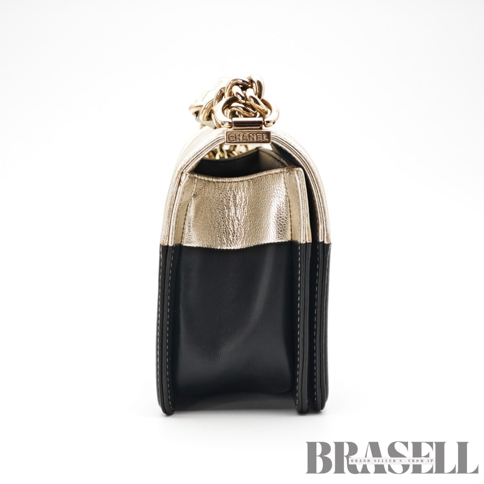 CHANEL Coco Mark Boy Chain Shoulder Bag Silver Black Leather 【ImportFeeFREE】