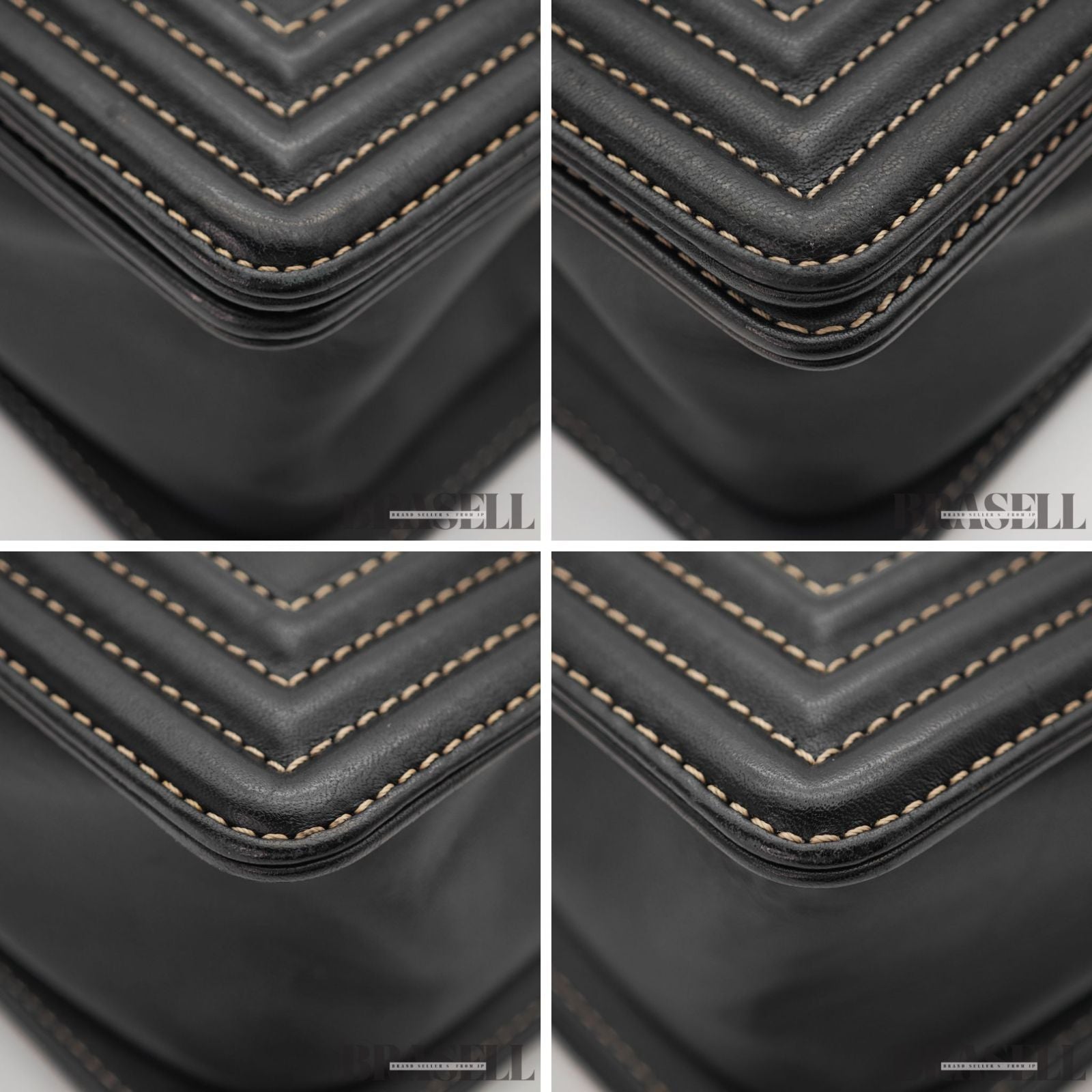 CHANEL Coco Mark Boy Chain Shoulder Bag Silver Black Leather 【ImportFeeFREE】
