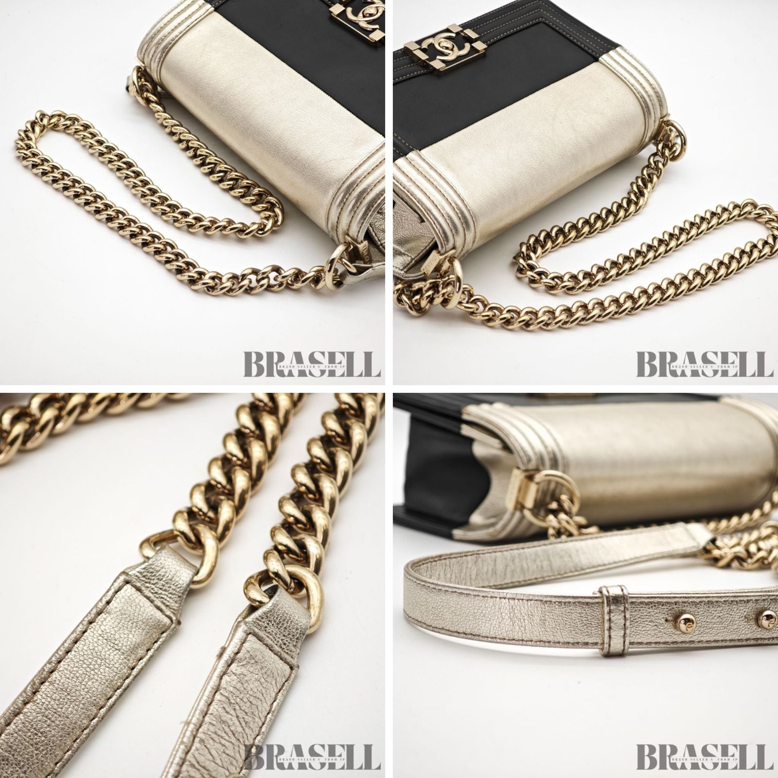 CHANEL Coco Mark Boy Chain Shoulder Bag Silver Black Leather 【ImportFeeFREE】