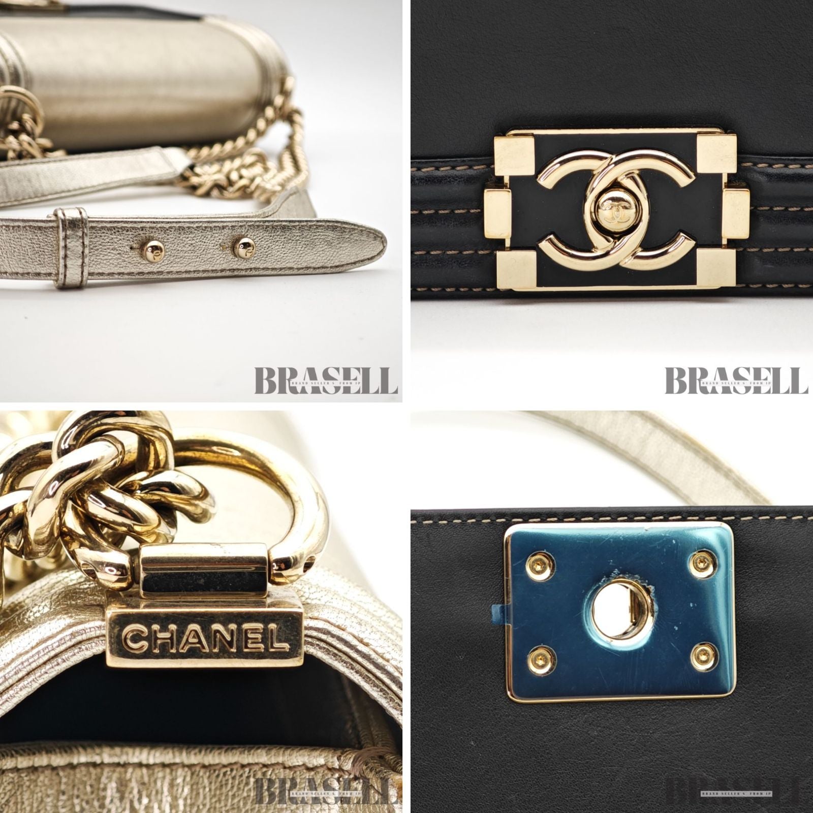 CHANEL Coco Mark Boy Chain Shoulder Bag Silver Black Leather 【ImportFeeFREE】
