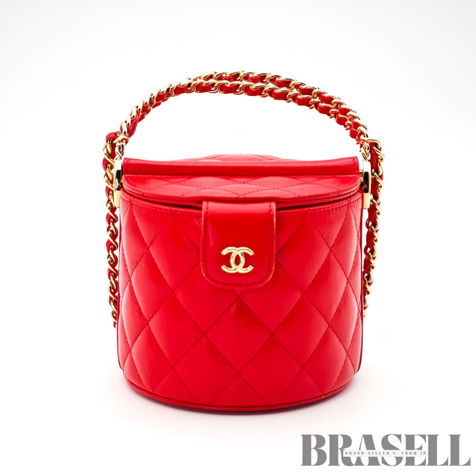 CHANEL Matelasse Vanity 2Way Handbag Shoulder Bag Red Leather 【ImportFeeFREE】