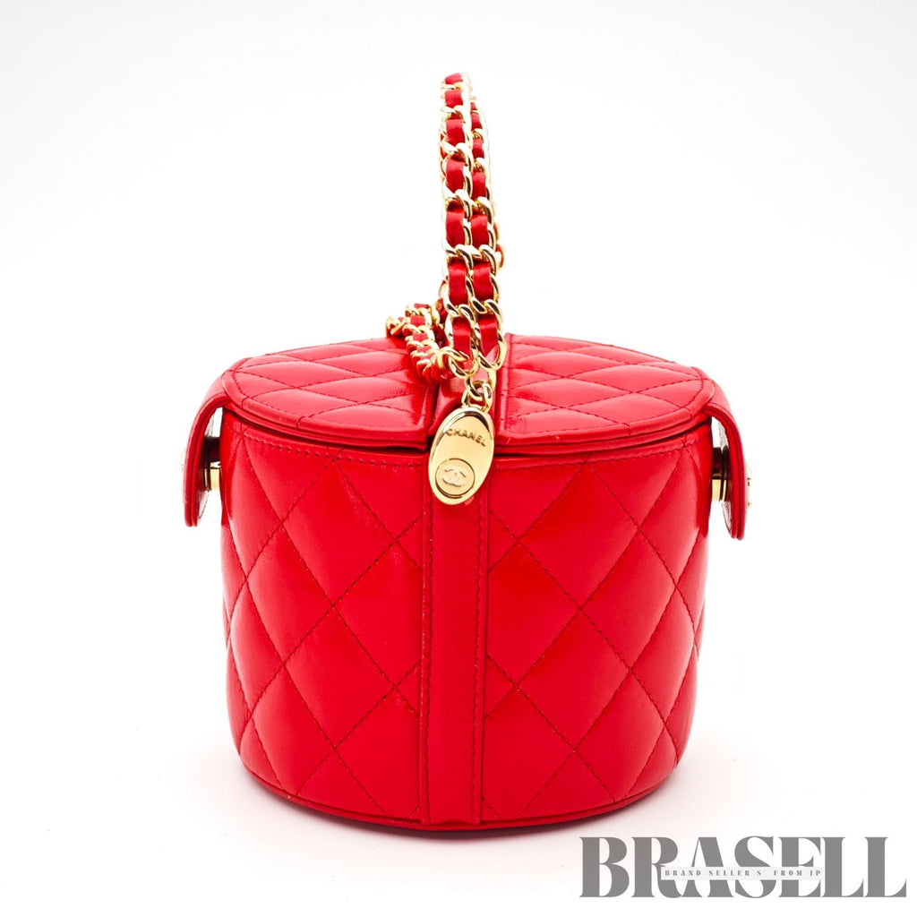 CHANEL Matelasse Vanity 2Way Handbag Shoulder Bag Red Leather 【ImportFeeFREE】