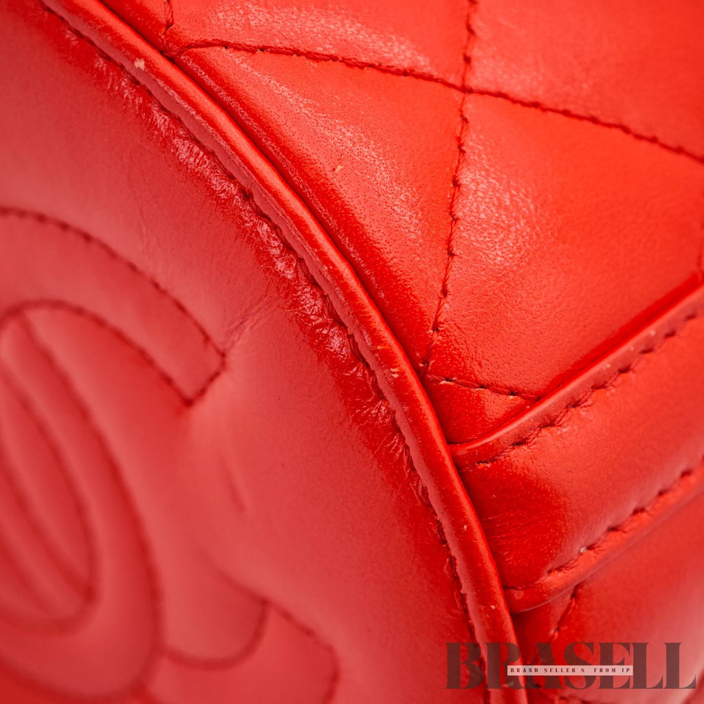 CHANEL Matelasse Vanity 2Way Handbag Shoulder Bag Red Leather 【ImportFeeFREE】