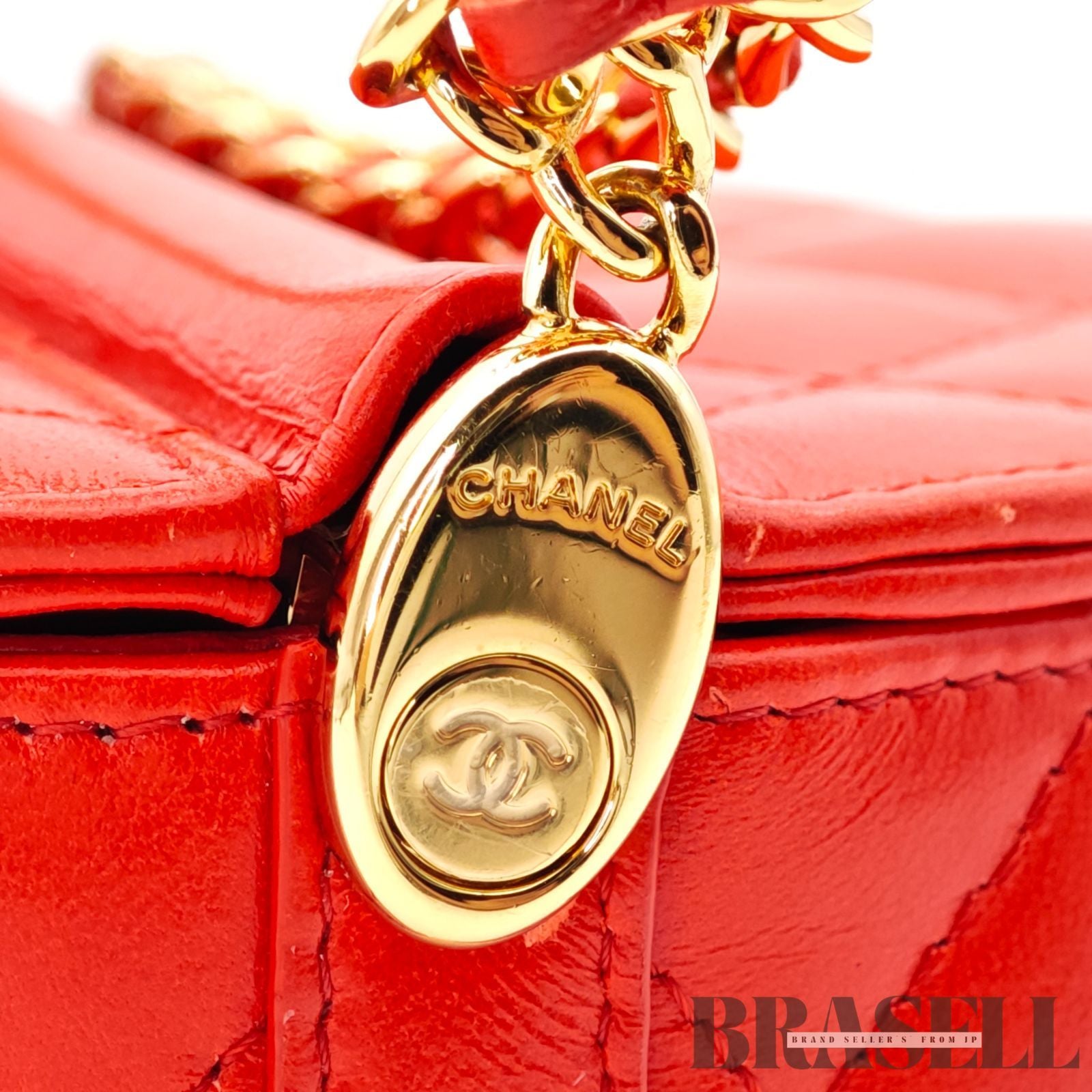 CHANEL Matelasse Vanity 2Way Handbag Shoulder Bag Red Leather 【ImportFeeFREE】