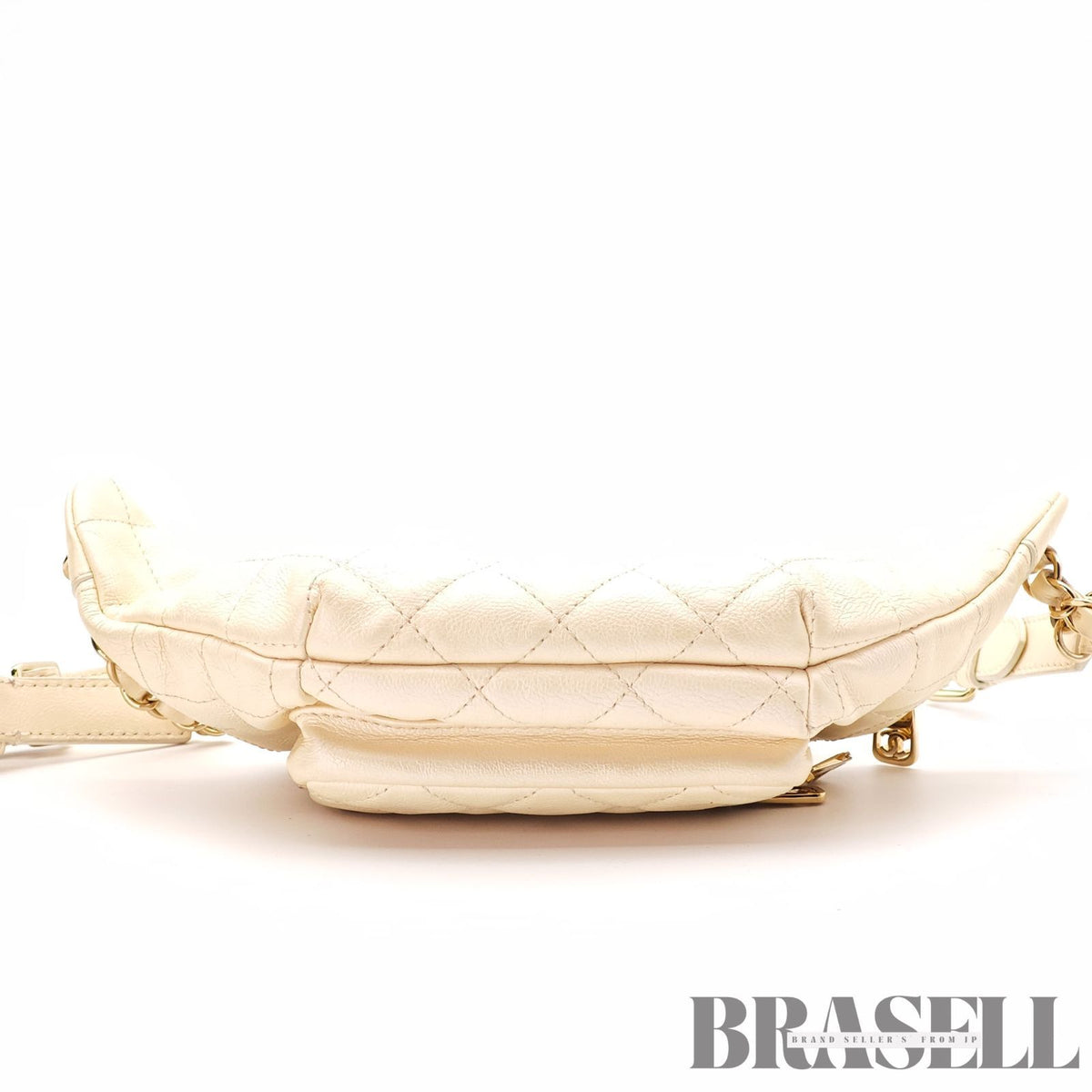 CHANEL Matelasse Waist Bag Bum Bag Mini Bag Lambskin White 【ImportFeeFREE】