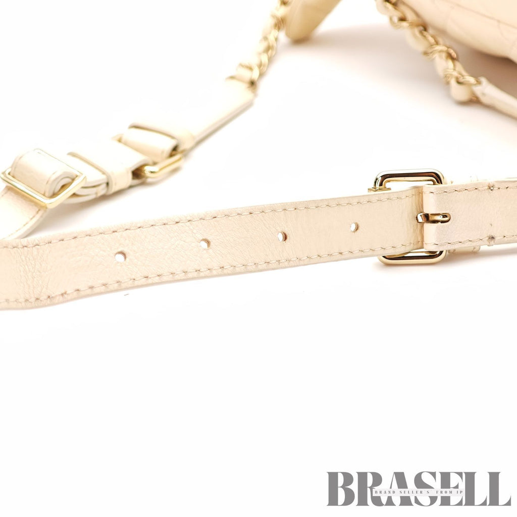 CHANEL Matelasse Waist Bag Bum Bag Mini Bag Lambskin White 【ImportFeeFREE】