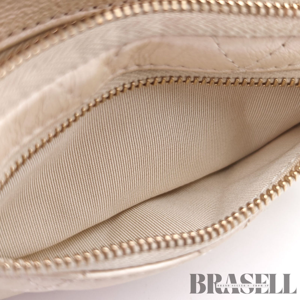 CHANEL Matelasse Waist Bag Bum Bag Mini Bag Lambskin White 【ImportFeeFREE】