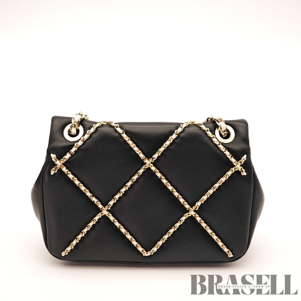 CHANEL Matelasse Lambskin Chain Flap Shoulder Bag Black Women's【ImportFeeFREE】