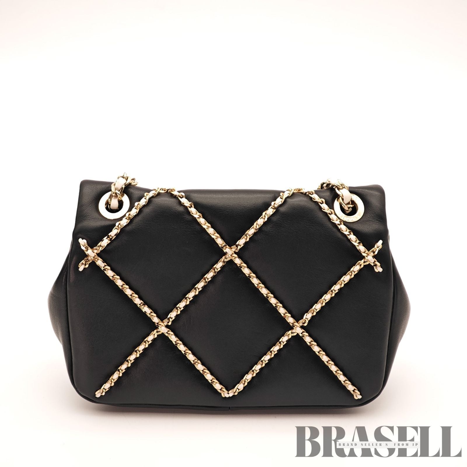 CHANEL Matelasse Lambskin Chain Flap Shoulder Bag Black Women's【ImportFeeFREE】