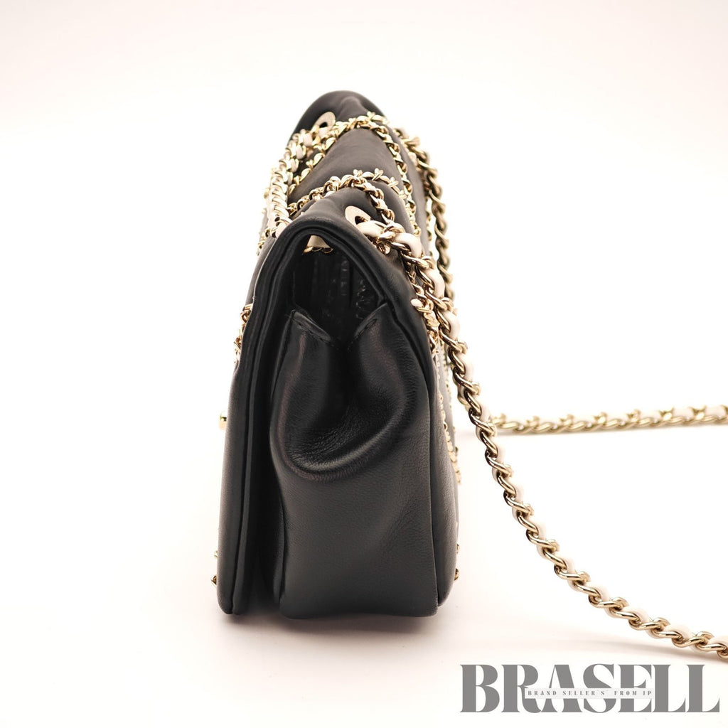 CHANEL Matelasse Lambskin Chain Flap Shoulder Bag Black Women's【ImportFeeFREE】