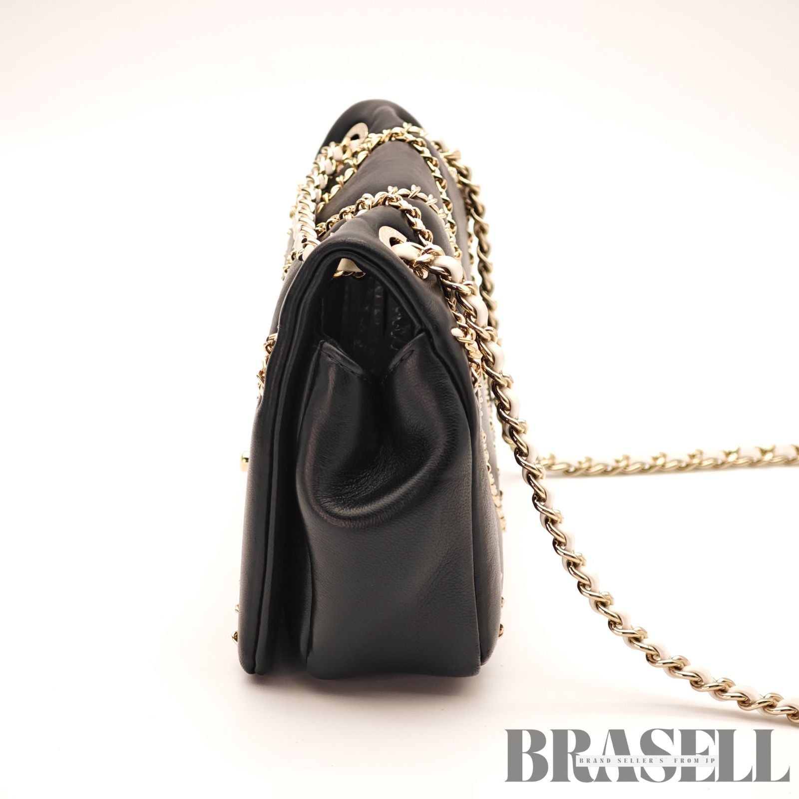 CHANEL Matelasse Lambskin Chain Flap Shoulder Bag Black Women's【ImportFeeFREE】