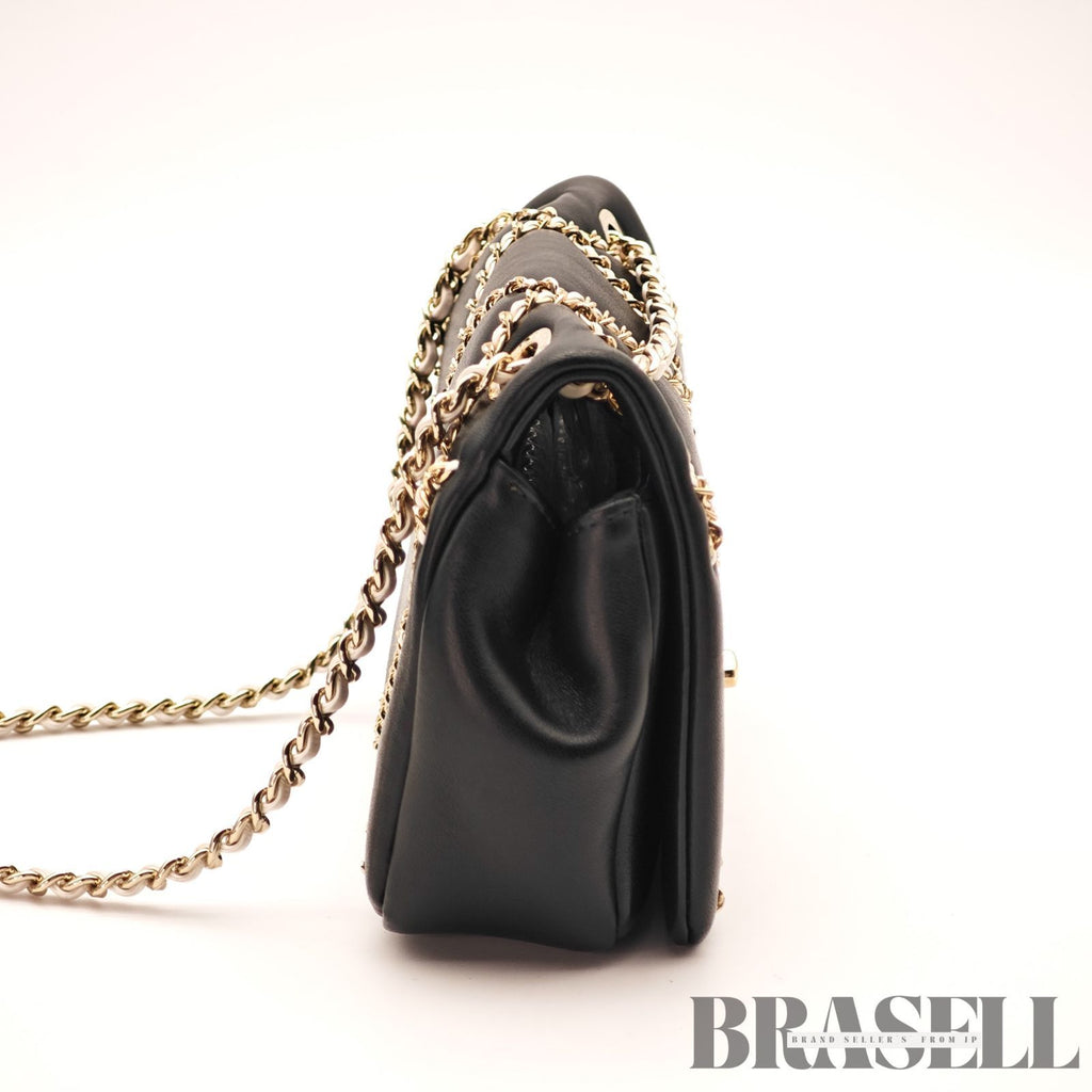 CHANEL Matelasse Lambskin Chain Flap Shoulder Bag Black Women's【ImportFeeFREE】