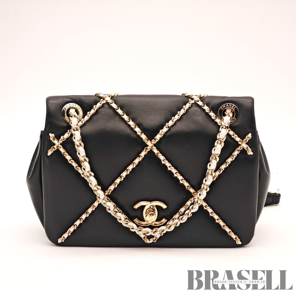 CHANEL Matelasse Lambskin Chain Flap Shoulder Bag Black Women's【ImportFeeFREE】