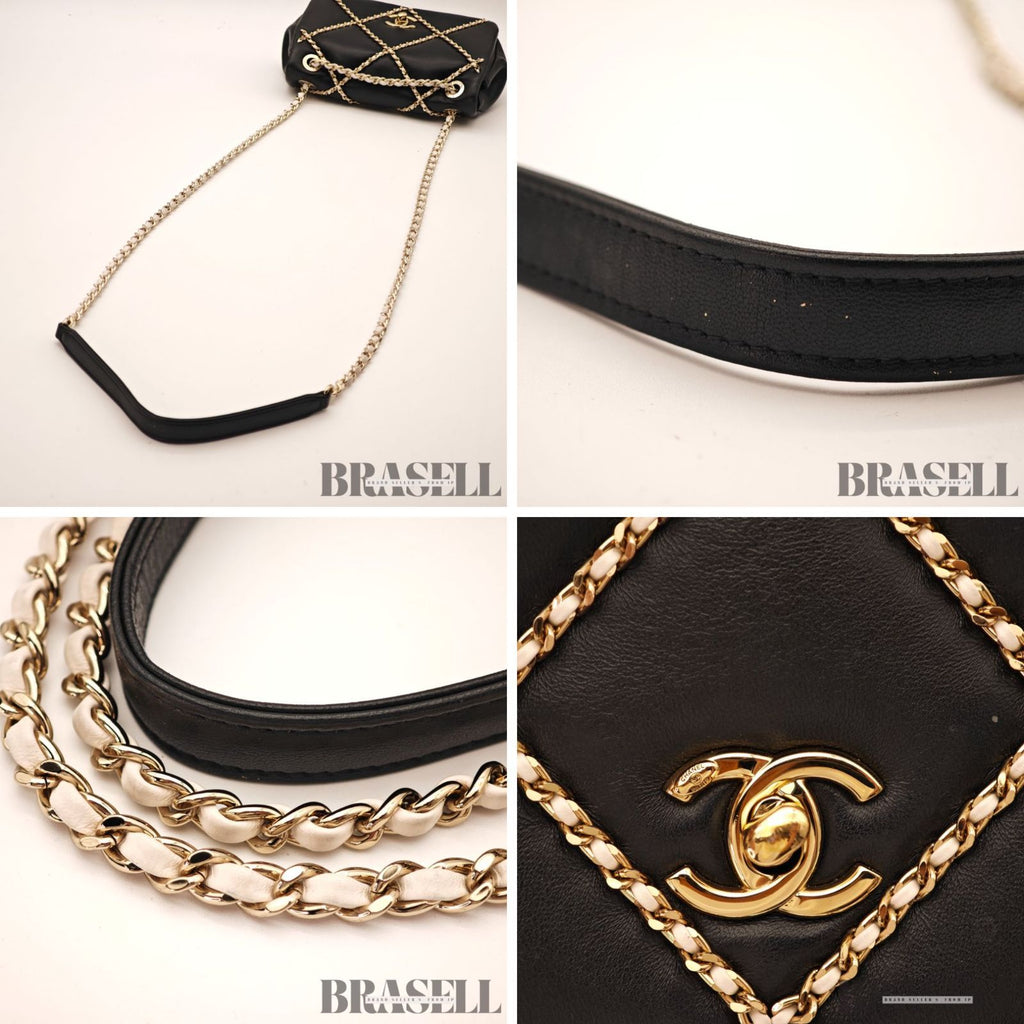 CHANEL Matelasse Lambskin Chain Flap Shoulder Bag Black Women's【ImportFeeFREE】