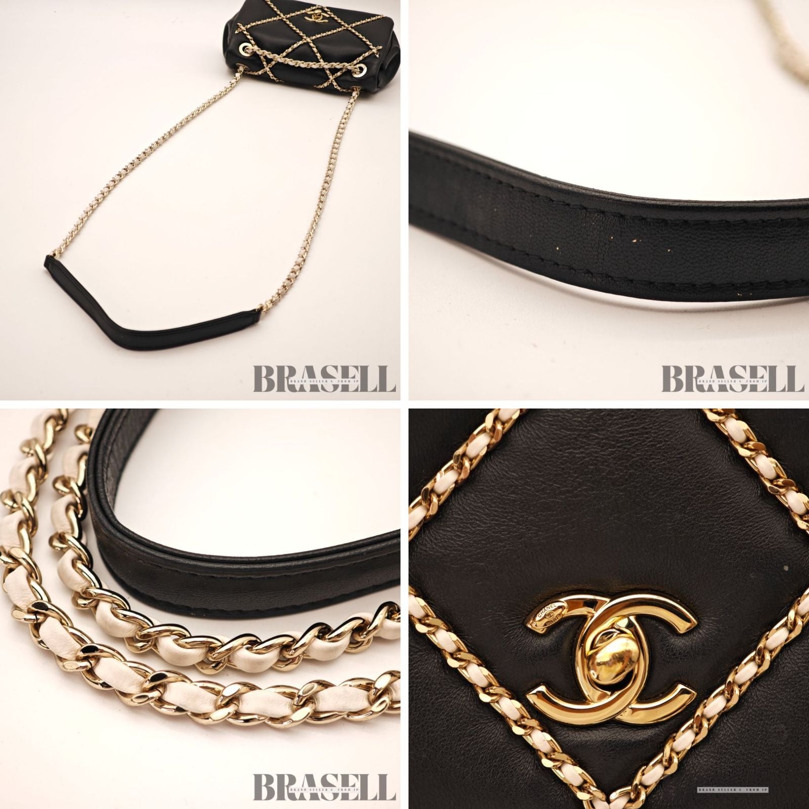 CHANEL Matelasse Lambskin Chain Flap Shoulder Bag Black Women's【ImportFeeFREE】