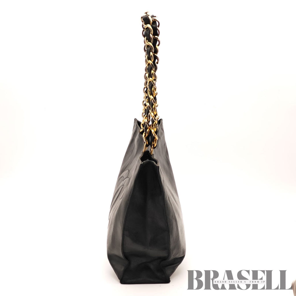 CHANEL Big Coco Large Chain Tote Bag Black Lambskin Shoulder 【ImportFeeFREE】