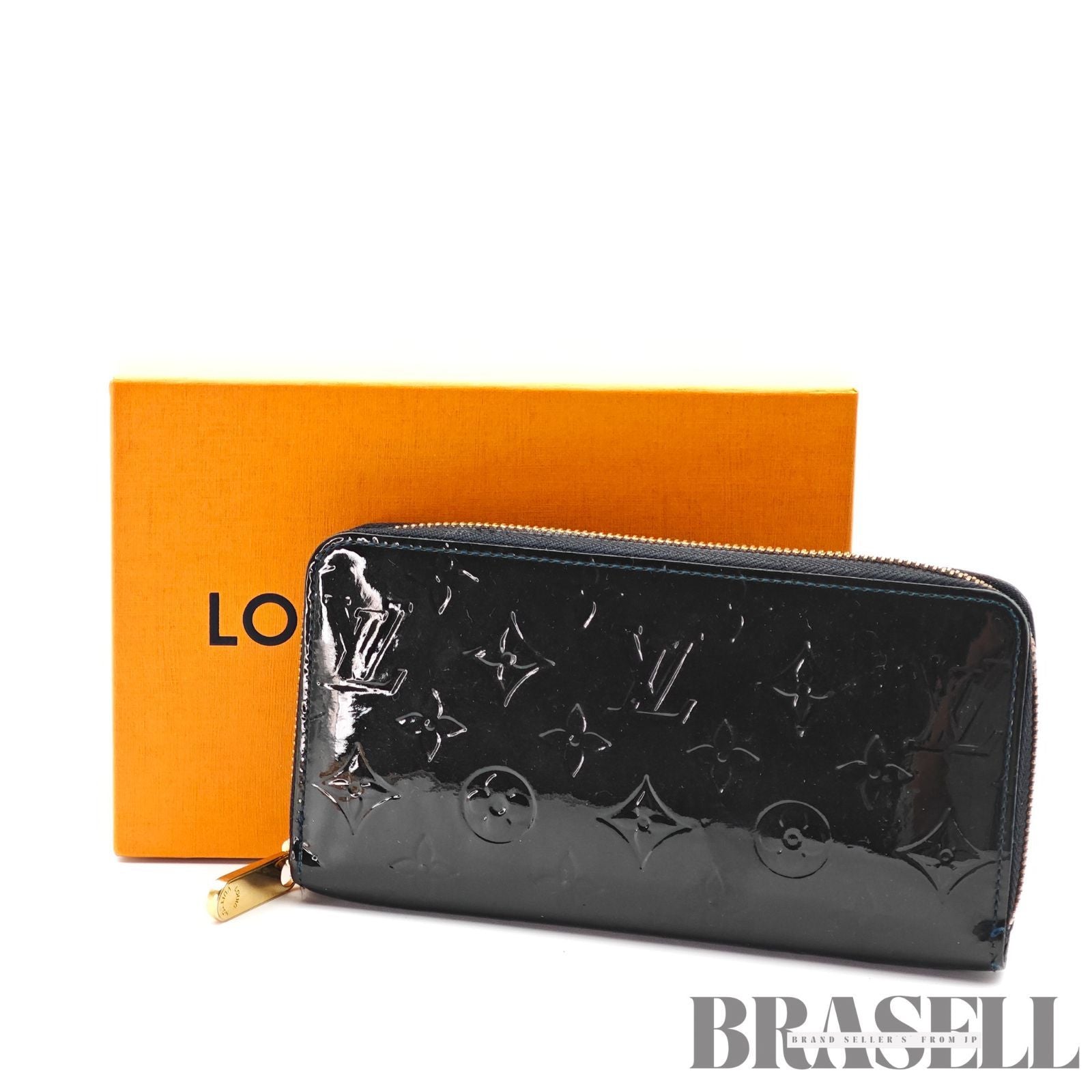 LOUIS VUITTON Vernis ZippyM90075 Long Wallet Noir Magnetique【ImportFeeFREE】