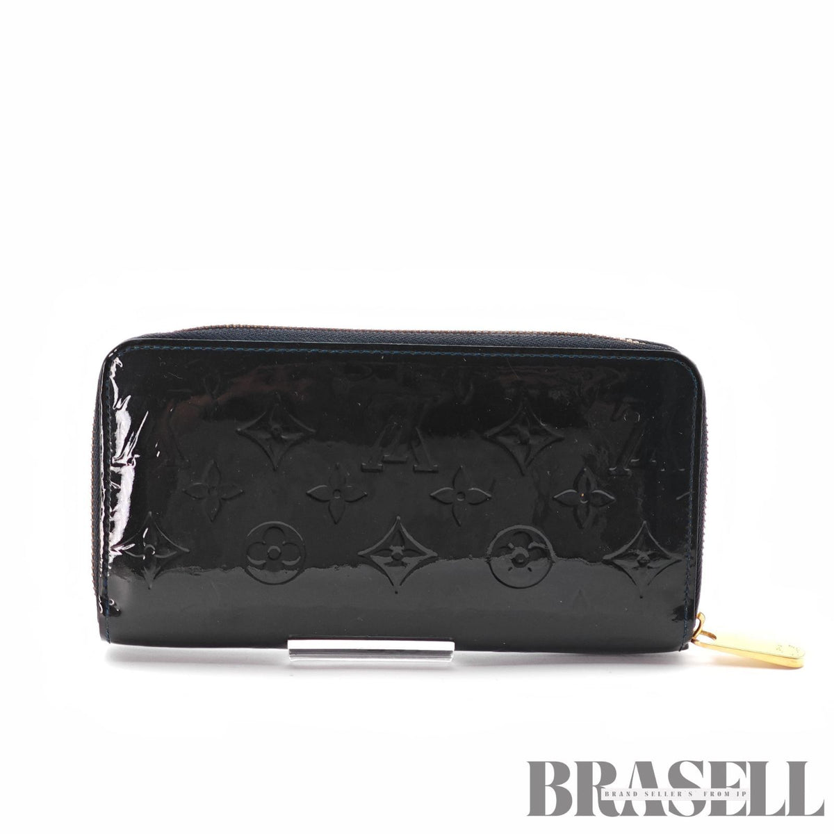 LOUIS VUITTON Vernis ZippyM90075 Long Wallet Noir Magnetique【ImportFeeFREE】