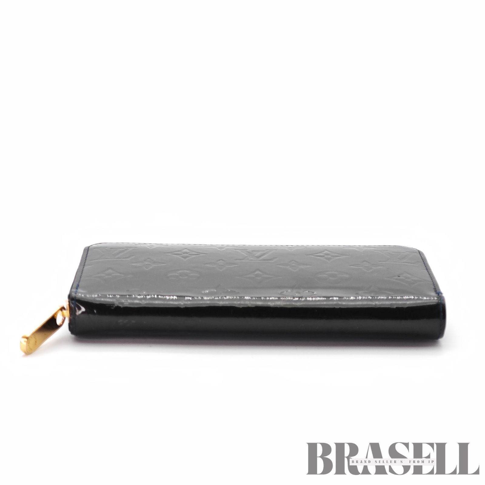 LOUIS VUITTON Vernis ZippyM90075 Long Wallet Noir Magnetique【ImportFeeFREE】