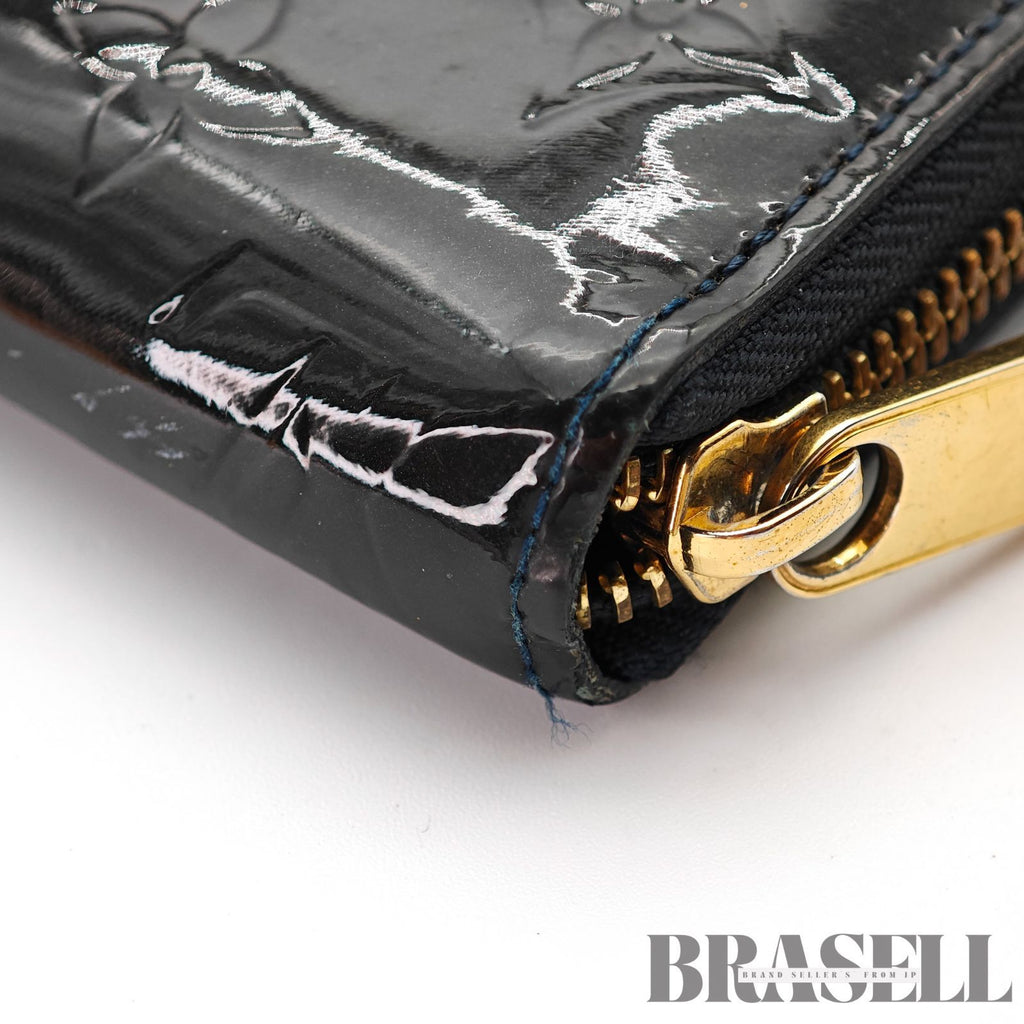 LOUIS VUITTON Vernis ZippyM90075 Long Wallet Noir Magnetique【ImportFeeFREE】
