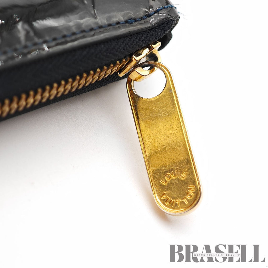 LOUIS VUITTON Vernis ZippyM90075 Long Wallet Noir Magnetique【ImportFeeFREE】