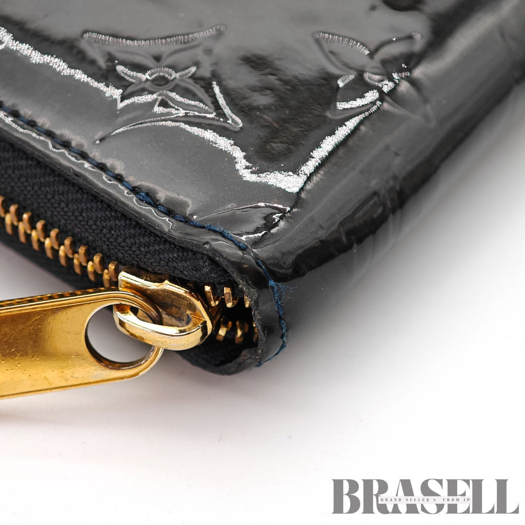 LOUIS VUITTON Vernis ZippyM90075 Long Wallet Noir Magnetique【ImportFeeFREE】
