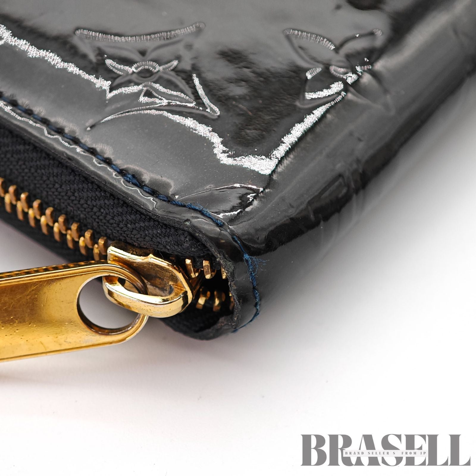 LOUIS VUITTON Vernis ZippyM90075 Long Wallet Noir Magnetique【ImportFeeFREE】