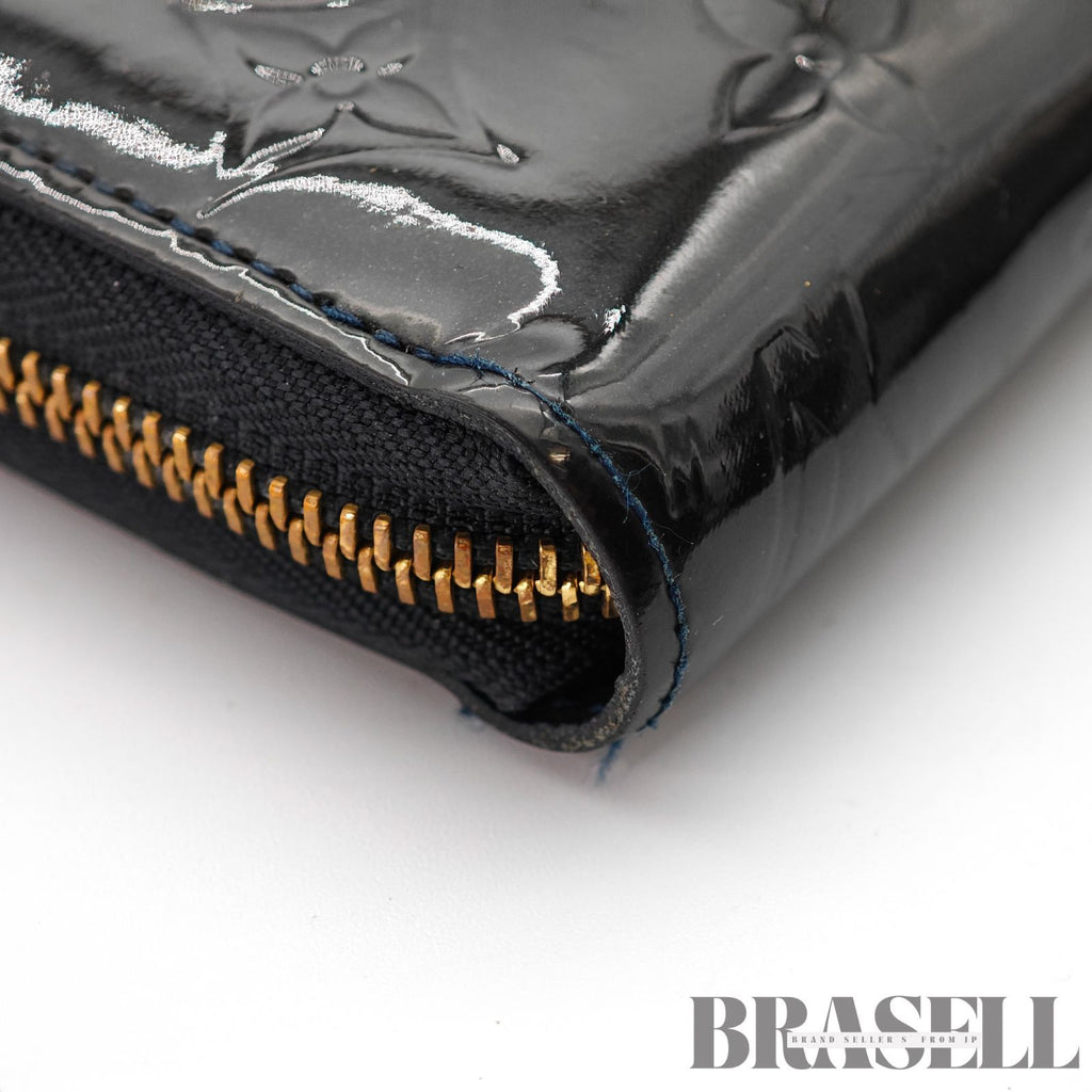 LOUIS VUITTON Vernis ZippyM90075 Long Wallet Noir Magnetique【ImportFeeFREE】