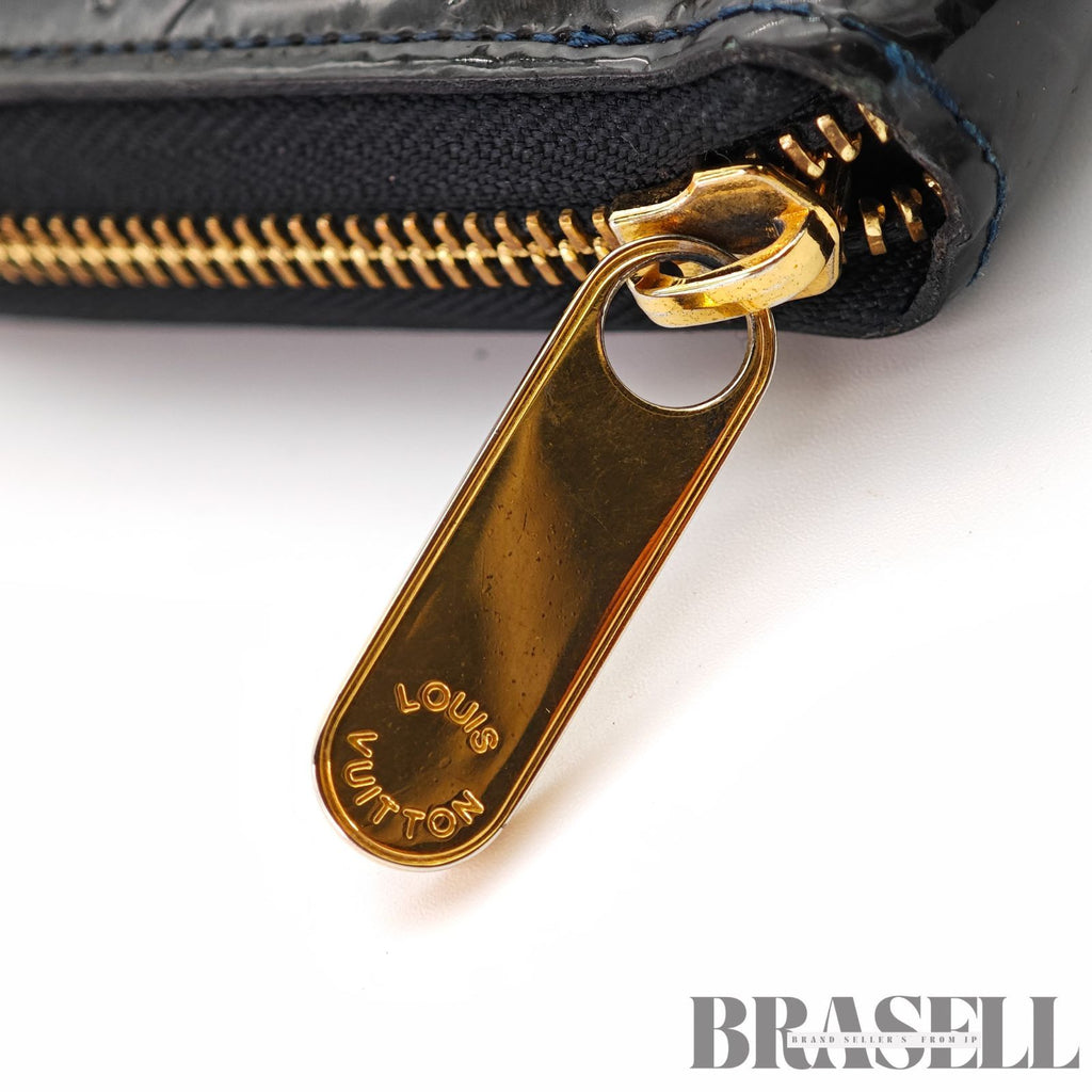 LOUIS VUITTON Vernis ZippyM90075 Long Wallet Noir Magnetique【ImportFeeFREE】