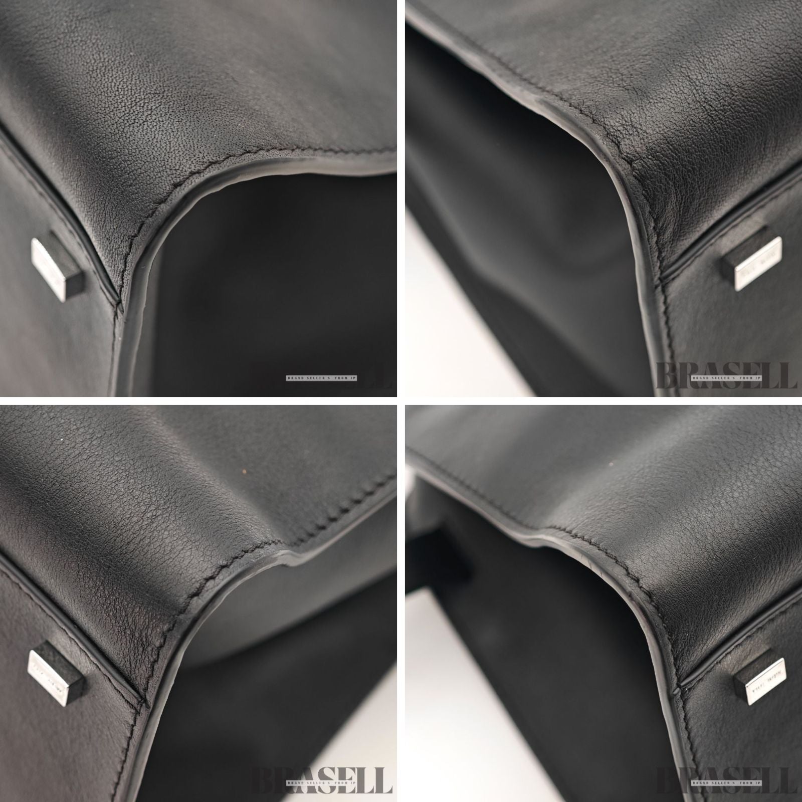 The Row Soft Margaux 15 Leather Handbag Black Women's 【ImportFeeFREE】