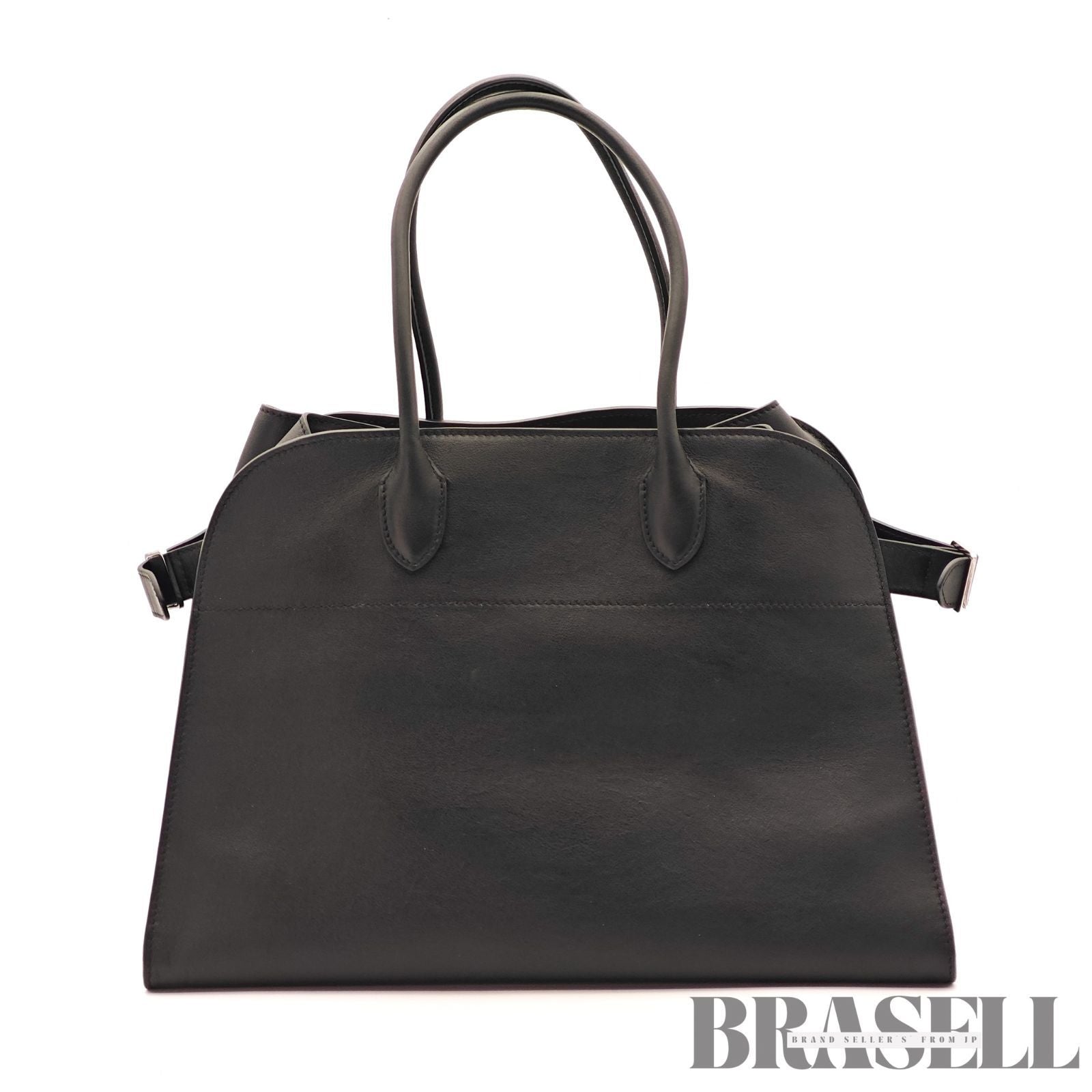 The Row Soft Margaux 15 Leather Handbag Black Women's 【ImportFeeFREE】