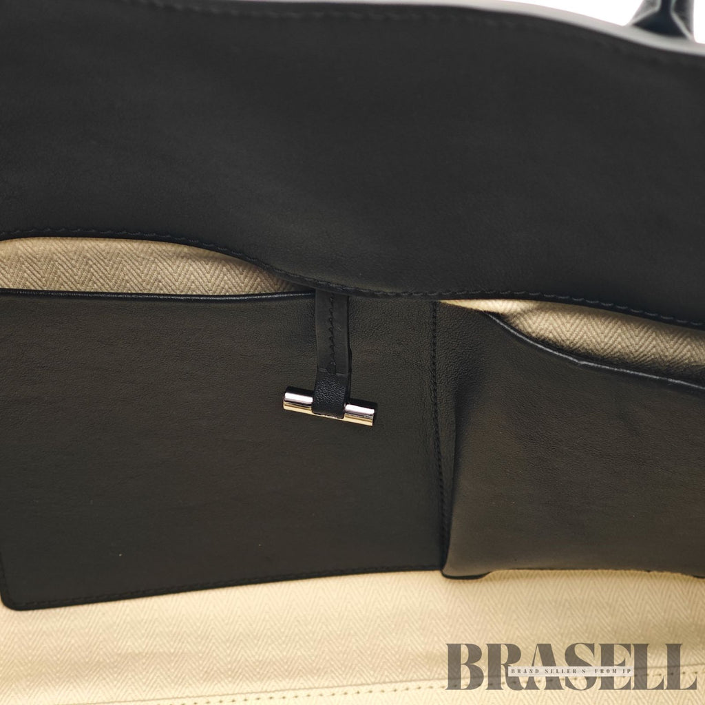 The Row Soft Margaux 15 Leather Handbag Black Women's 【ImportFeeFREE】