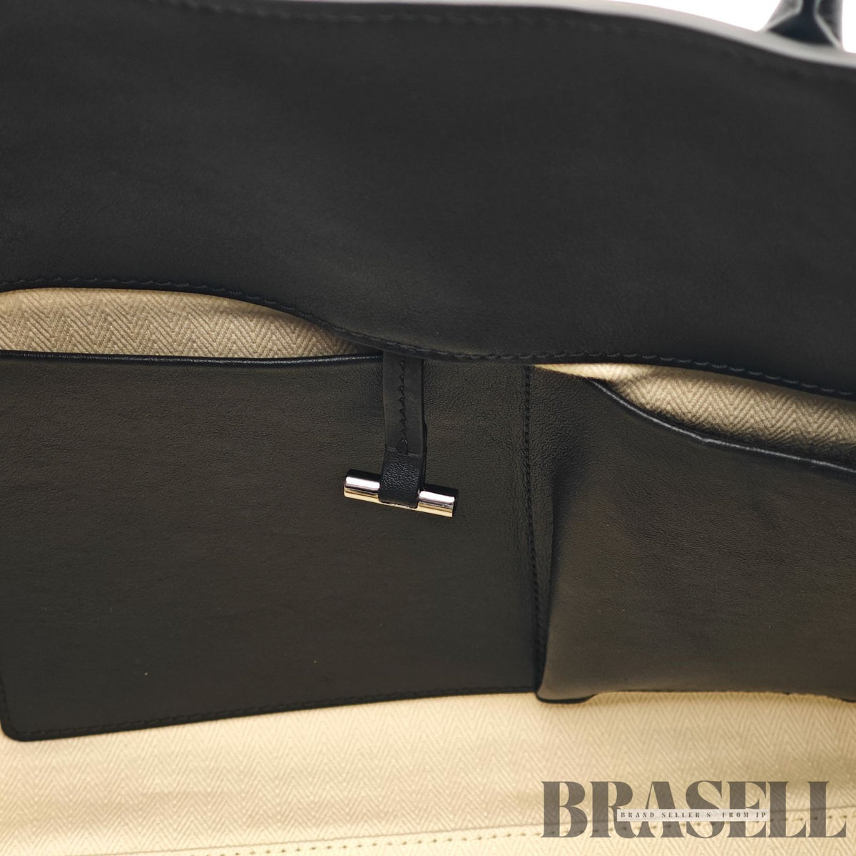 The Row Soft Margaux 15 Leather Handbag Black Women's 【ImportFeeFREE】