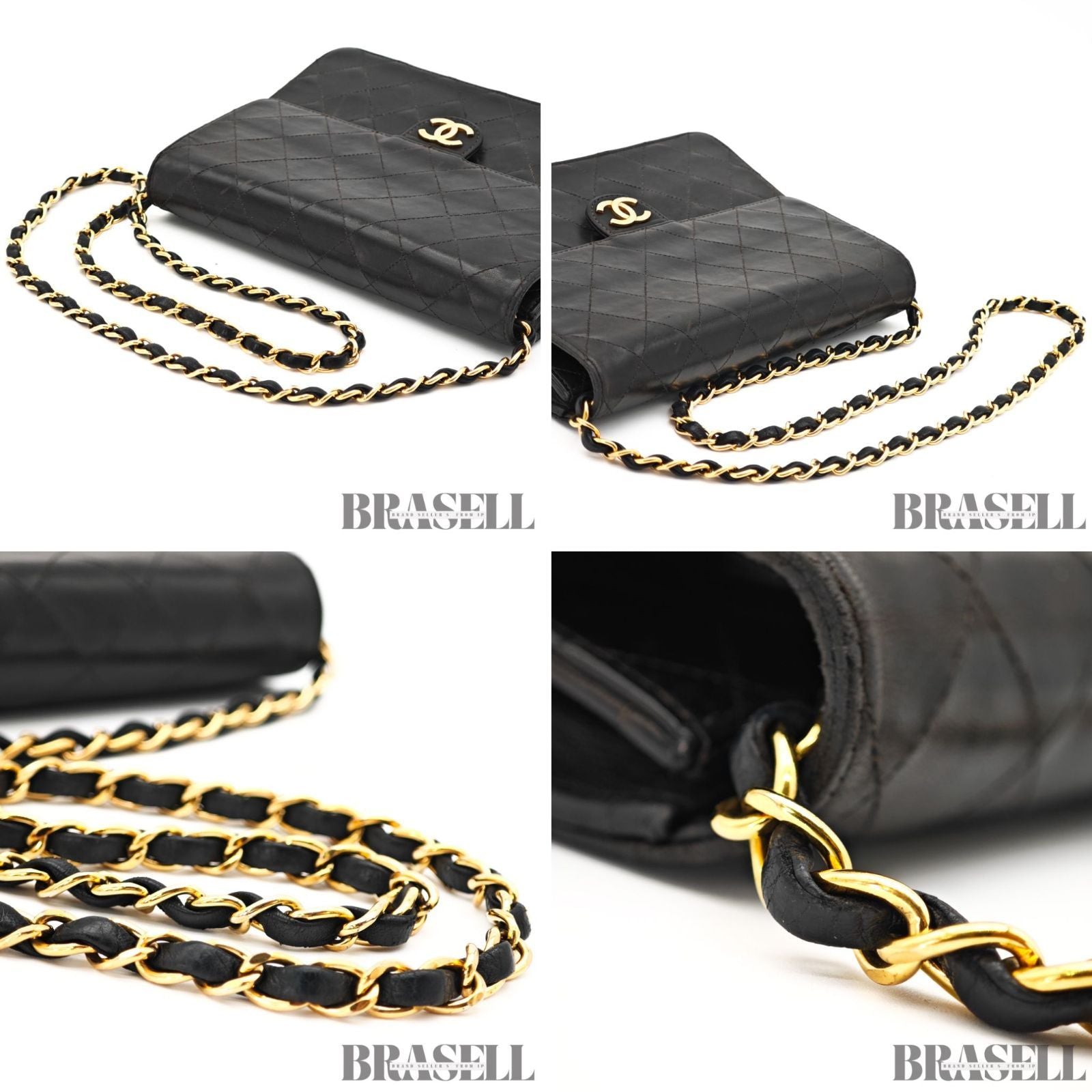 CHANEL Matelasse Push Lock Chain Shoulder Bag Lambskin Black【ImportFeeFREE】