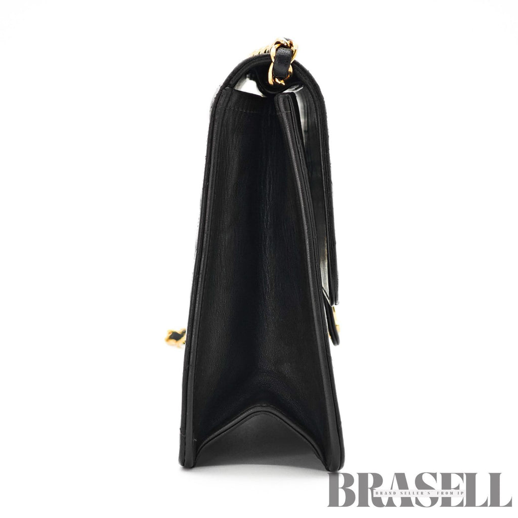 CHANEL Matelasse Push Lock Chain Shoulder Bag Lambskin Black【ImportFeeFREE】