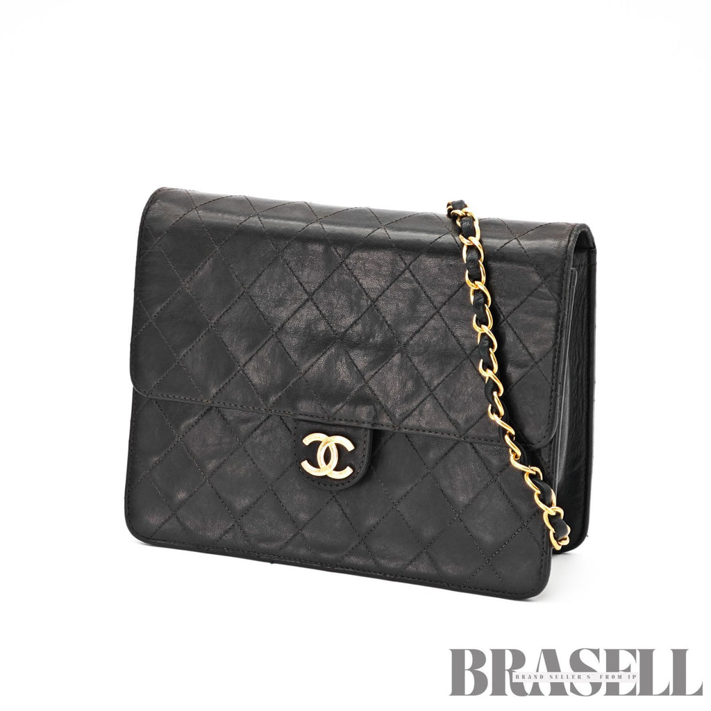 CHANEL Matelasse Push Lock Chain Shoulder Bag Lambskin Black【ImportFeeFREE】